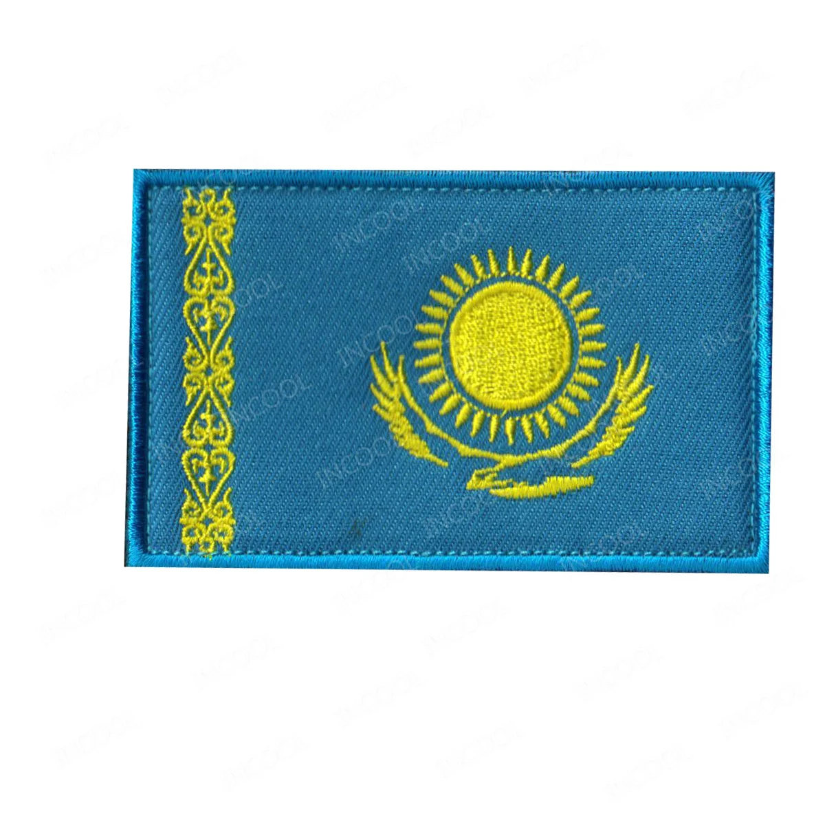 Kazakhstan Flag Embroidered PVC Rubber Patches Appliqued Chevron Sticker Strip Flags Patch For Clothing Backpack Cap