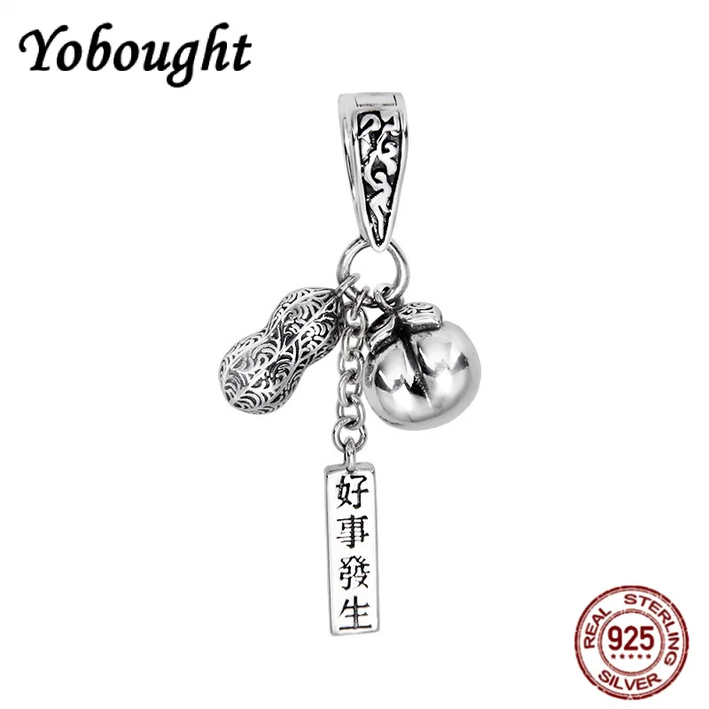

NWE S925 Sterling Silver Personality Pendant Retro Fashion Persimmon Peanut Tassel Pendant Men's And Women's Lucky Gifts