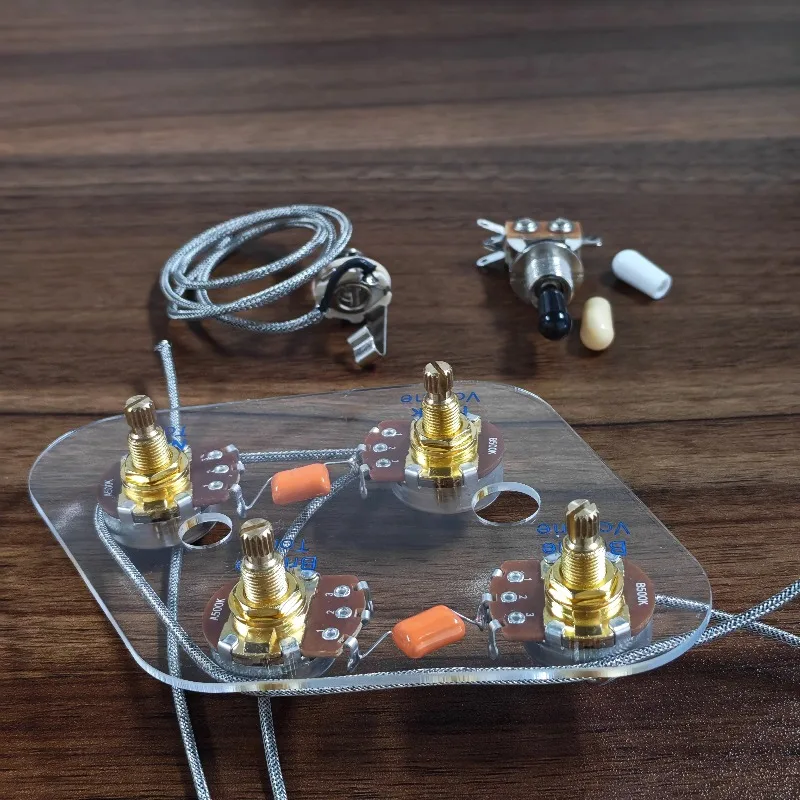 Style Guitar 2T2V Preassembled Wiring Harness 500K 3-Way Switch Circuit Set