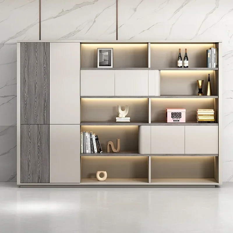 Manager Room Background Cabinet Storage Locker Modern Home Luxury Boss Office Wooden File Data File Cabinet Storage Bookcase Sub