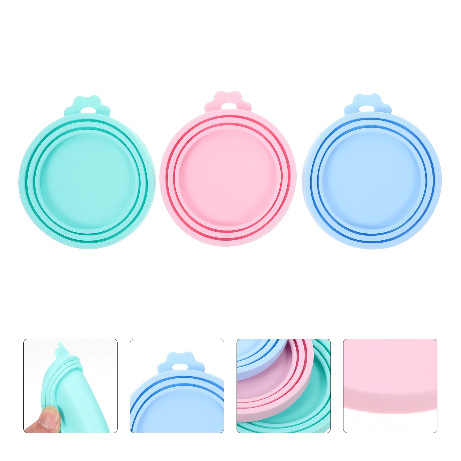 

3pcs Silicone Can Covers Fresh Keeping Leakproof Pet Food Cat Jar Lids Flexible Sealing Storage Container