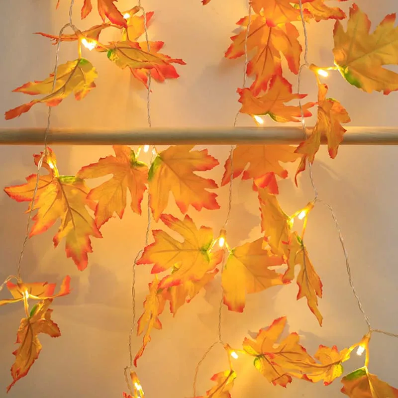 1.5/3/6/10M Christmas Decoration Artificial Maple Leaf Leaves LED Light String Lantern Garland Home Party DIY Deco Halloween New