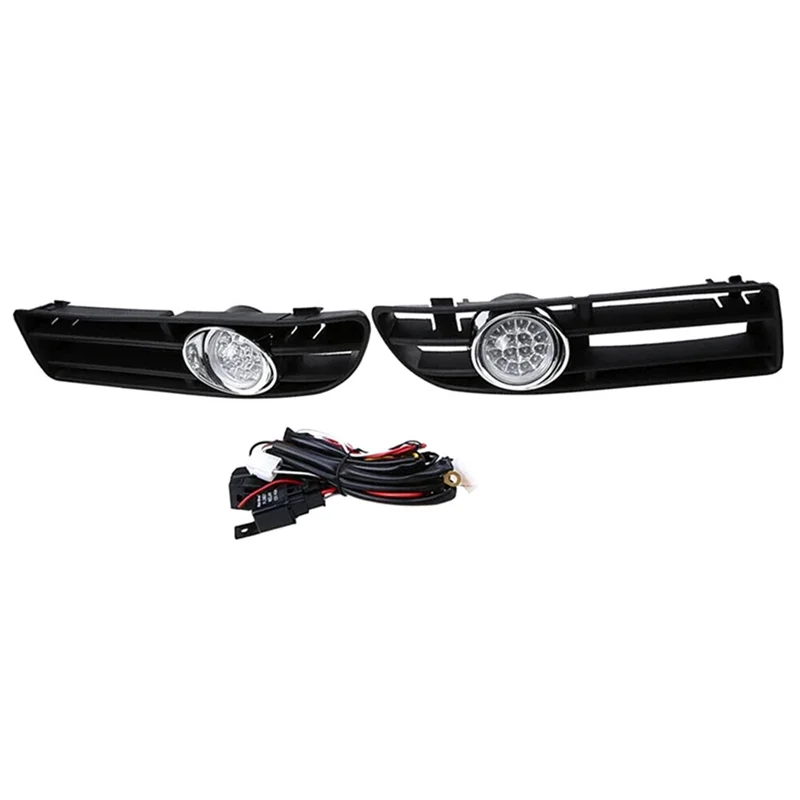 1 คู่ LED Foglamp ด้านหน้ากระจังหน้ากันชนหน้าหมอกไฟอุปกรณ์เสริมสําหรับ VW Bora Jetta MK4 1999-2007-T61C