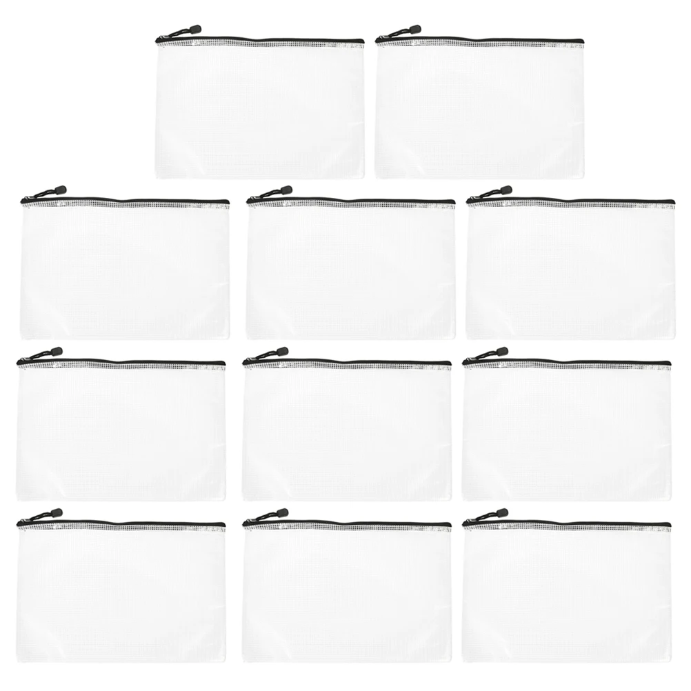 

15 Pcs Portable File Pouch Organizing Pouches Zipper Bags Folder Practical Organizer with Pvc Mesh Storage Translucent