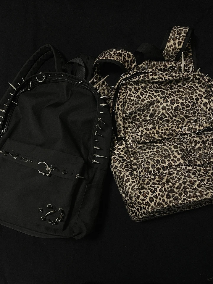 NOS Vintage 80s Streetwear Leopard Spell Out Backpack Book Bag Black Nylon Vintage 90s Streetwear Planet Hollywood Spell Out Mini  main image 2