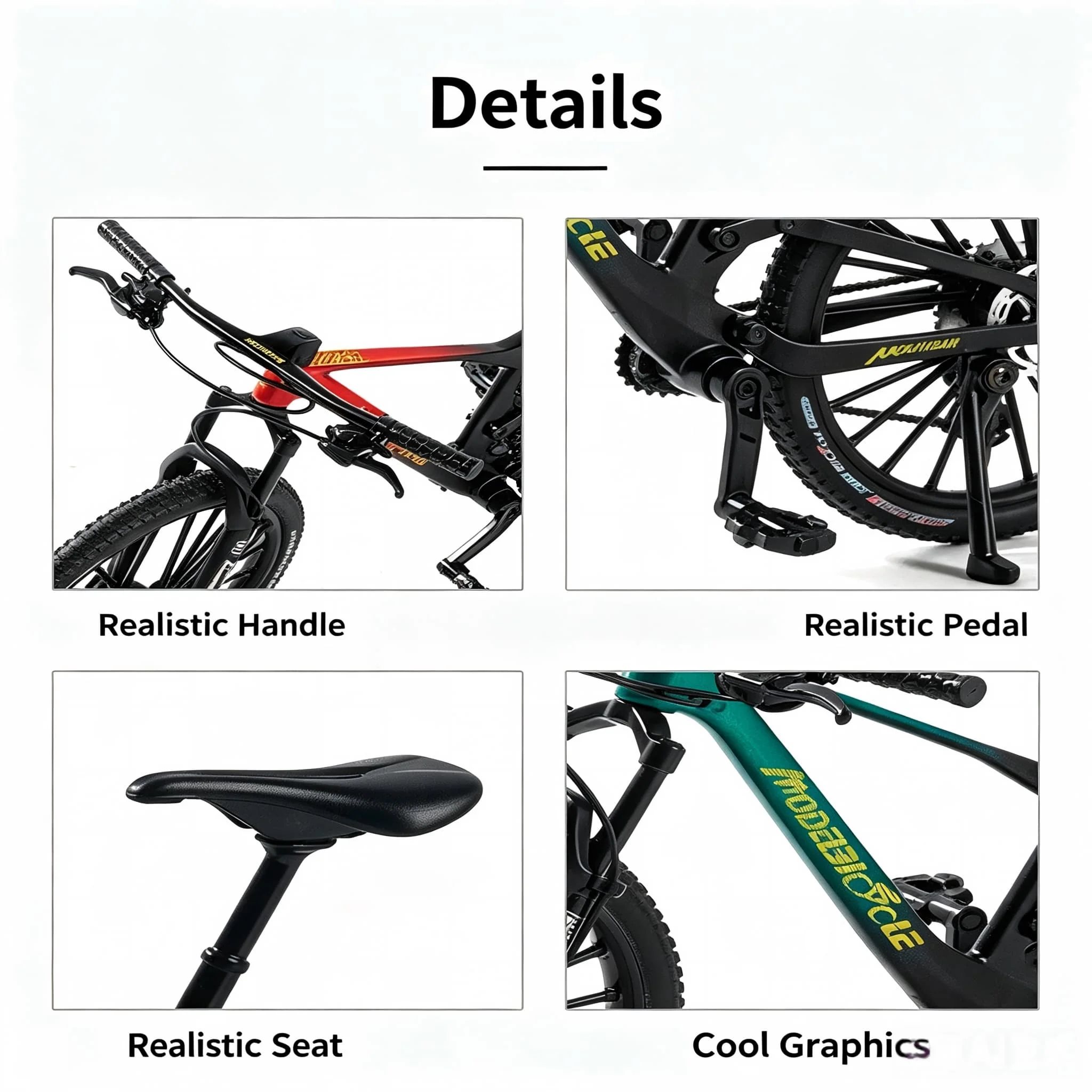 Alloy Mountain Bicycle Model Realistic MTB Figurine With Movable Parts Spring Damping Desktop Ornament Collectible Hobby Decor G