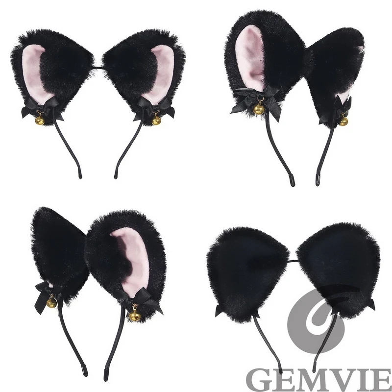 Cerceau d'oreille de chat en peluche pour filles, noir, blanc, bandeau doux pour femmes, bandeau de sauna, cosplay de fête, accessoires pour cheveux, mode