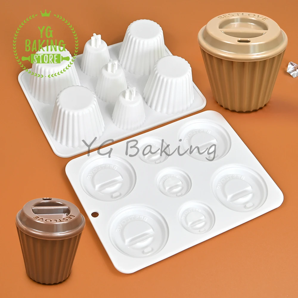 Dorica 2pcs/set 3D Striped Coffee Cup Cake Silicone Mould DIY Jelly Dessert Chocolate Mousse Mold Cake Decorating Tools Bakeware