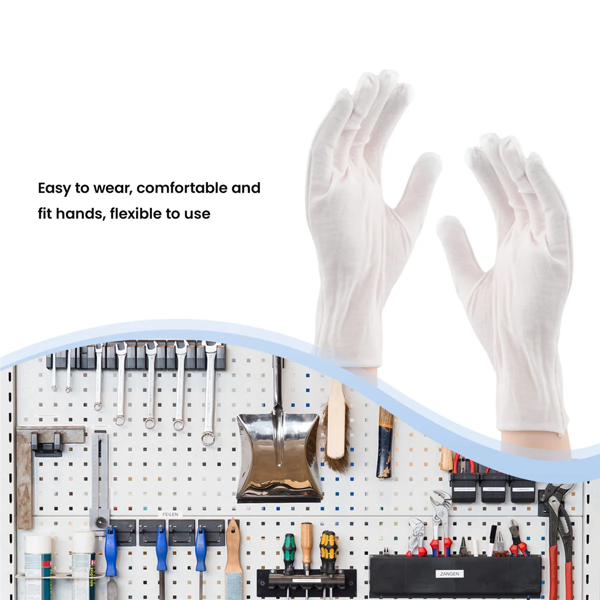 【اليوم فقط!】قفازات قطنية بيضاء، قفازات مضادة للكهرباء الساكنة، قفازات واقية لعمال الأعمال المنزلية