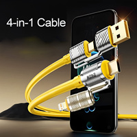 240W Silicone 4-in-1 Fast Charging Cable for IPhone 16 15 14 13 12 11 Pro Max for Samsung S25 S24 S23 for LG for Moto G Oppo