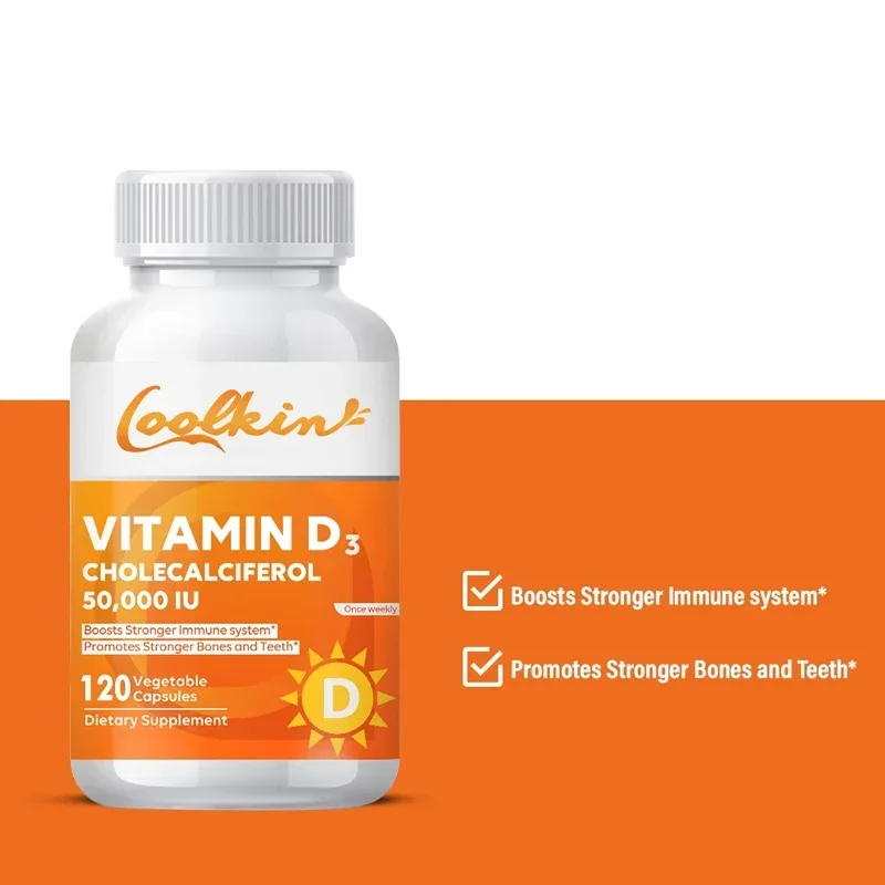 High Potency Vitamin D3 50,000 IU - 120 Vegetarian Capsules - Gluten Free Non-GMO Vitamin D Supplement