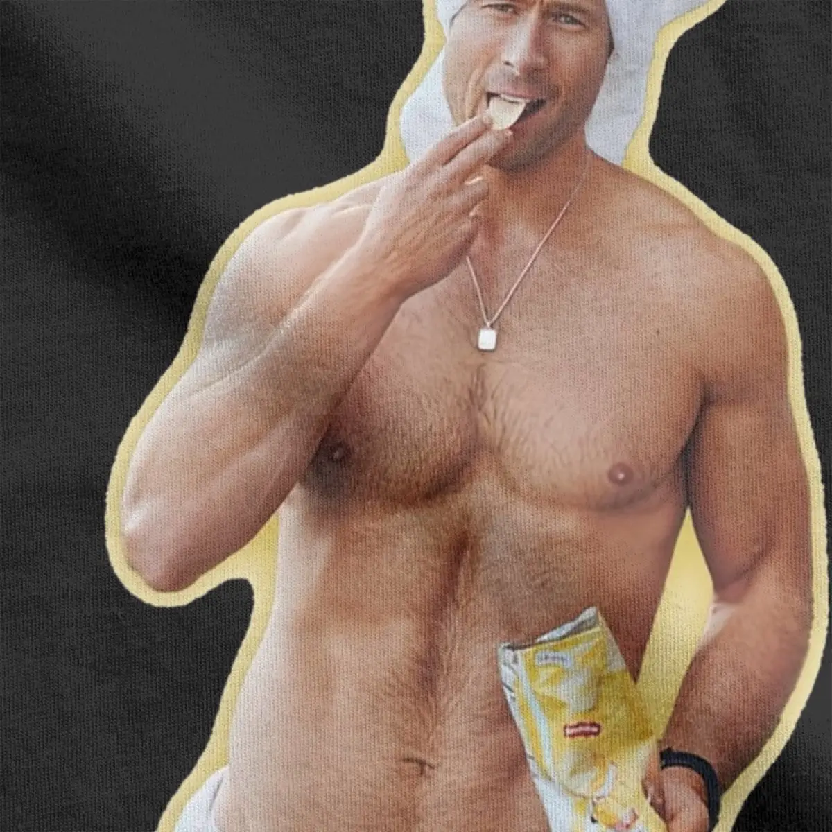 Glen Powell Eating 80s Movie T-Shirt for Men  Pure Cotton Tee Shirt Round Collar Short Sleeve T Shirts Birthday Present Clothes image 4