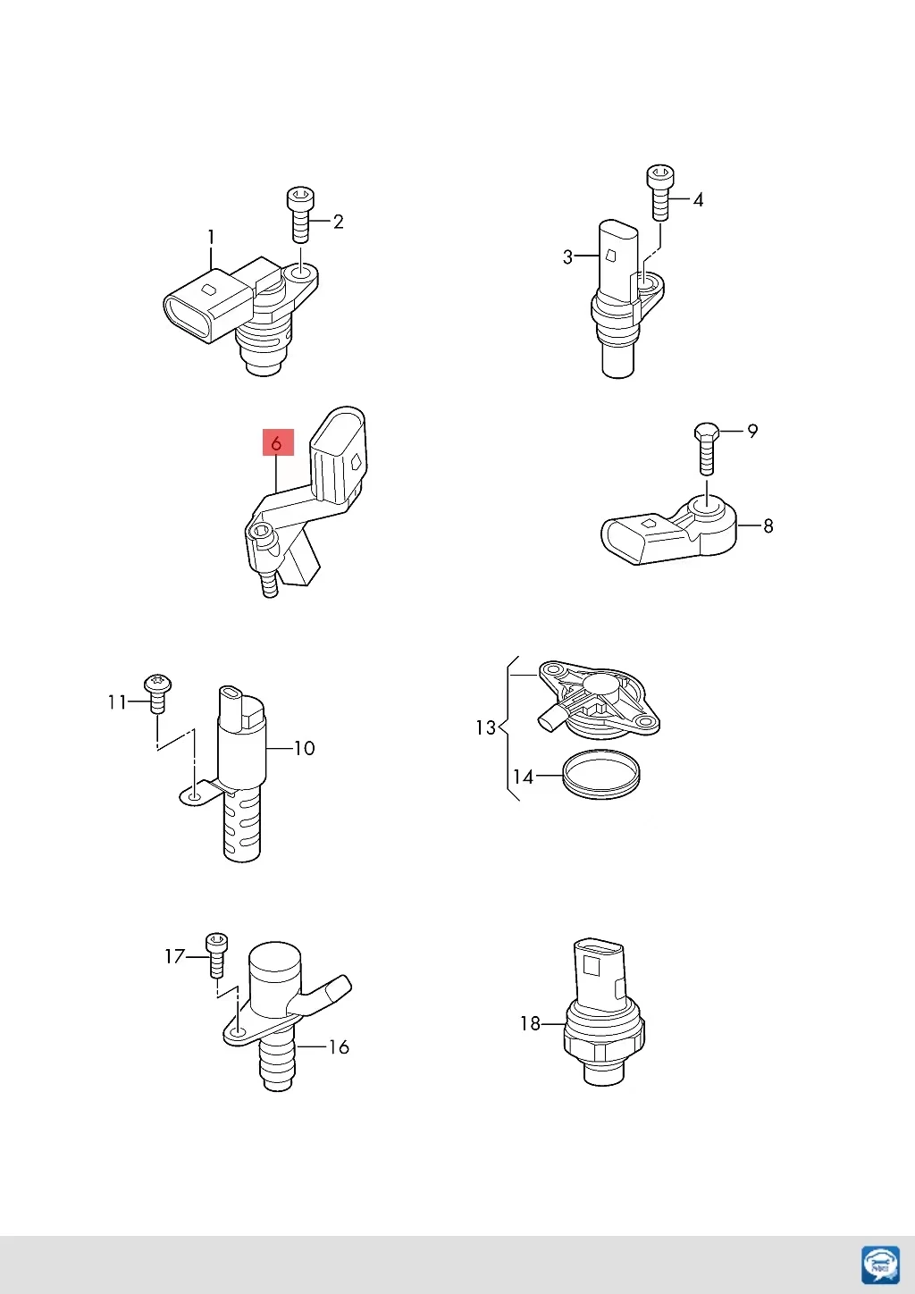 Crankshaft Position Rotating Speed Sensor for VW Passat Golf Eos Tiguan Jetta Scirocco Audi A3 Q3 A4 A5 Q5 B8 TT 2.0T 06H906433