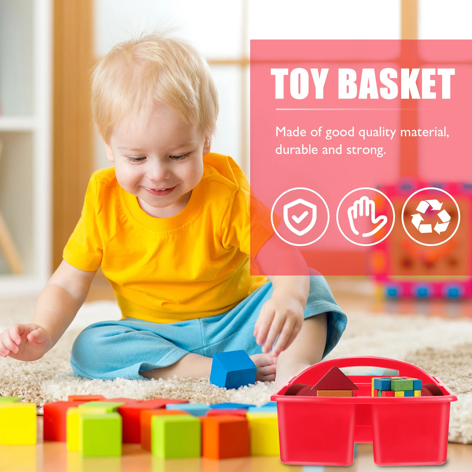 

2pcs Handheld Storage Basket Large Capacity Portable Stationery Organizer Art Supplies Pencil Bin Crayon Holder Plastic Table