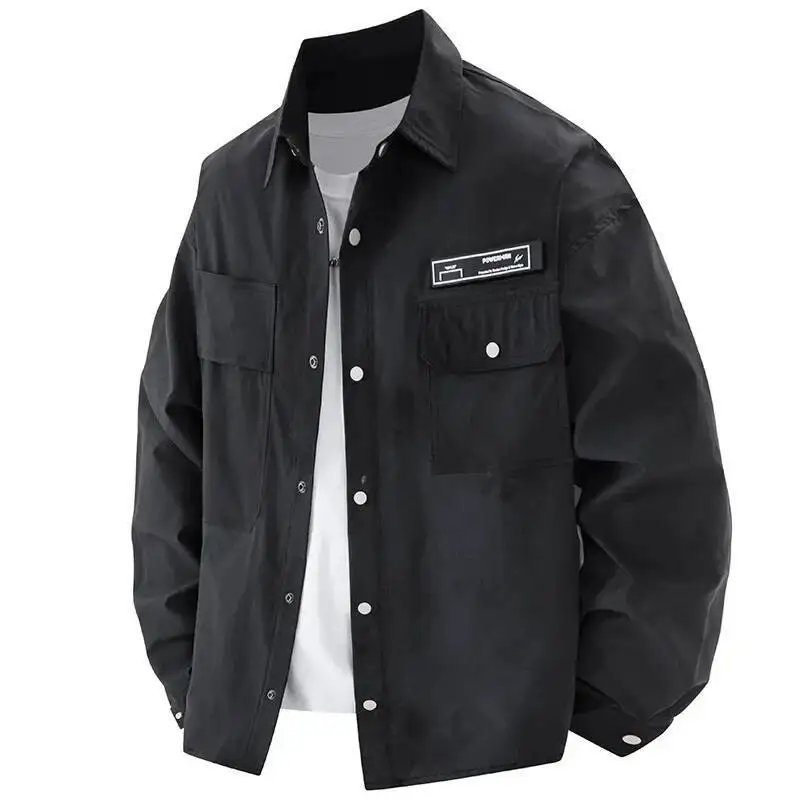 

New 2025 Men's Shirt Loose Long Sleeve Stylish Hong Kong Style Spring Autumn Jacket Thin Material Comfortable For Summer