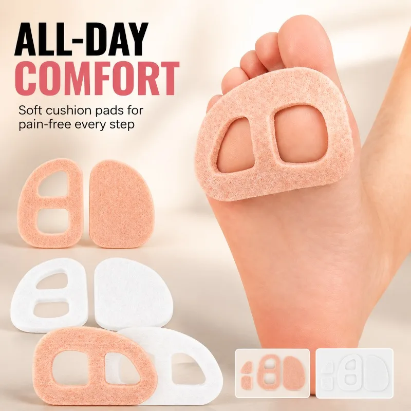 Felt Forefoot Cushion Pads for High Heels, Anti-Blister Corn Protector, Soft Shock-Absorbing Metatarsal Insoles