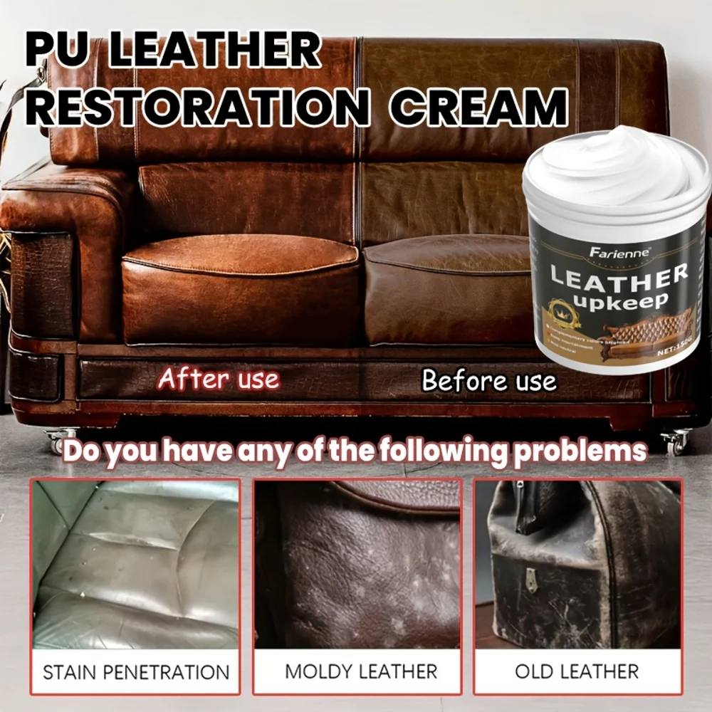 1-Pack FARIENNE Renovator Cream for Restoring Color, Repairing Furniture, Car Seats, Sofas, Jackets & Shoes, Adds Shine & Protec