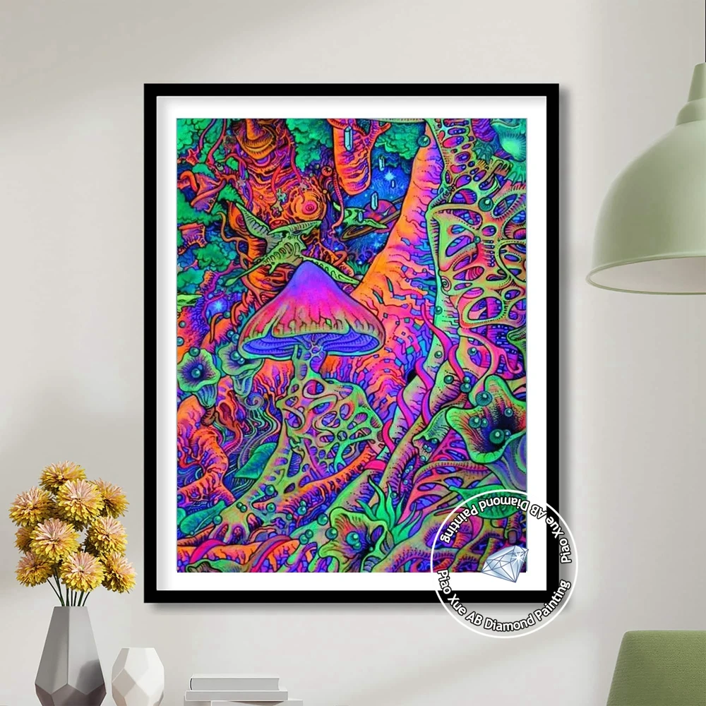 Psychedelic Poster 5d AB Diamond Painting Pandora Blacklight Mushroom Wall Art Diamond Embroidery Cross Stitch Kit Home Decor