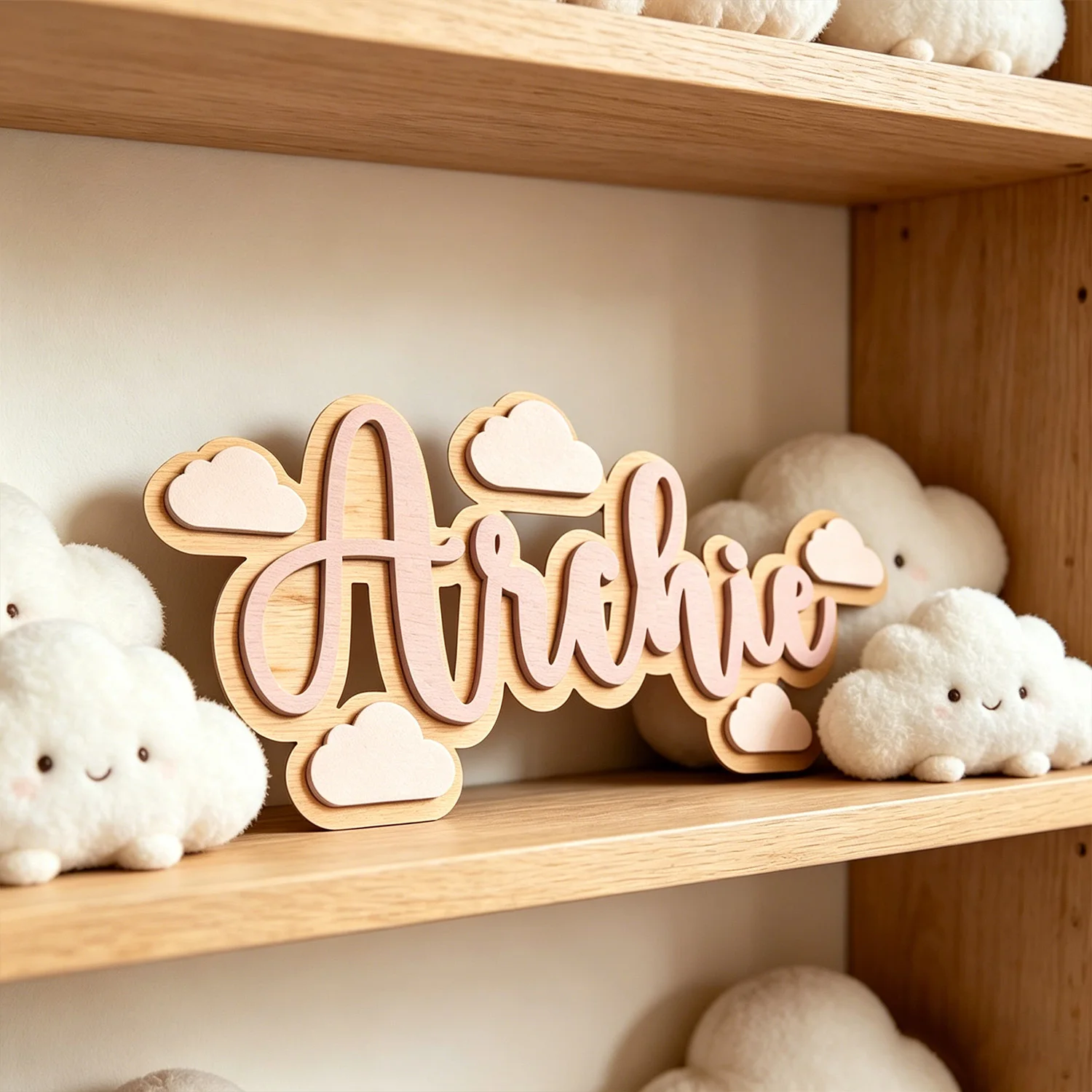 1pc Wooden Double-layer Name and Door Sign, Customizable Text, Personalized Decoration Gift, Housewarming Gift, Holiday Gift