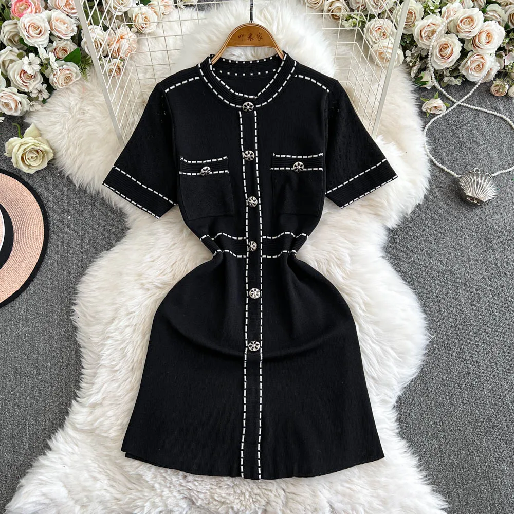 Female 2024 Spring Summer New Collection High Waist Plaid Thick Pleated Sexy Bra Dress Women