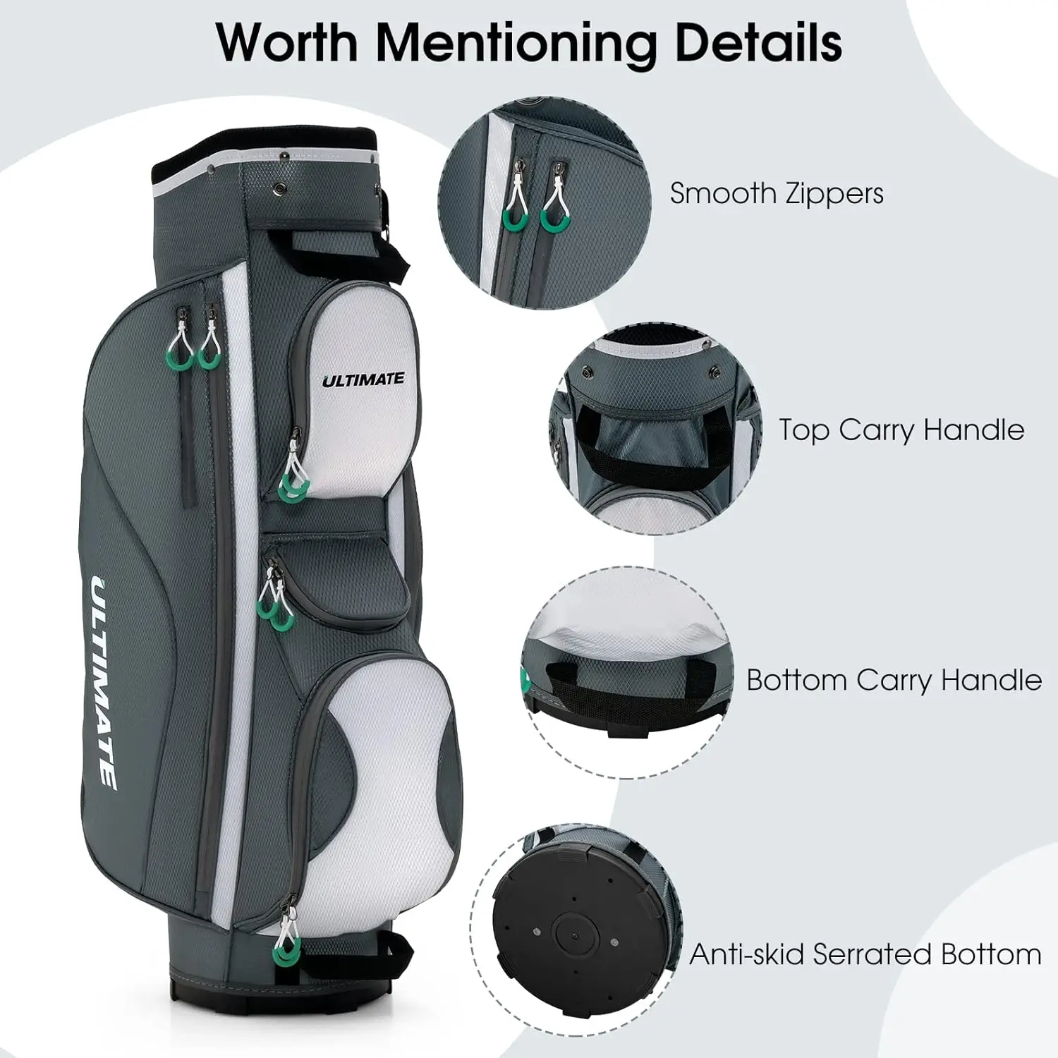 Golf Cart Bag with 14 Way Top Dividers, Lightweight Golf Cart Bag with Shoulder Strap, 7 Zippered Pocket