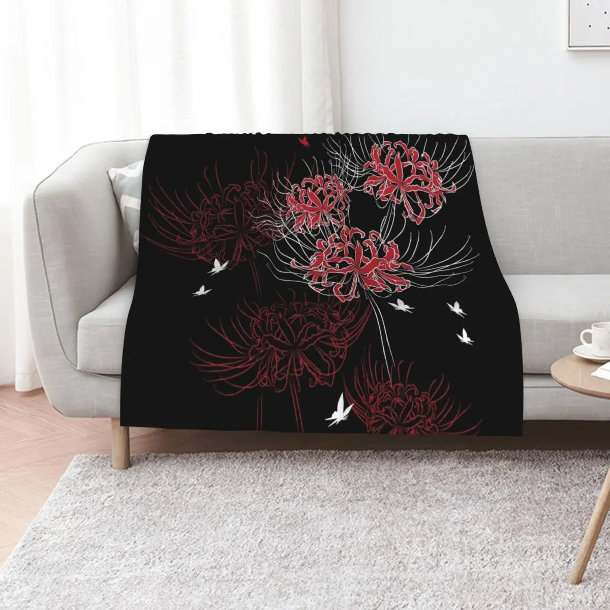 Spider Lily Butterfly Design Throw Blanket anime halloween Heavy Fashion Sofas Blankets For Baby Furrys Blankets