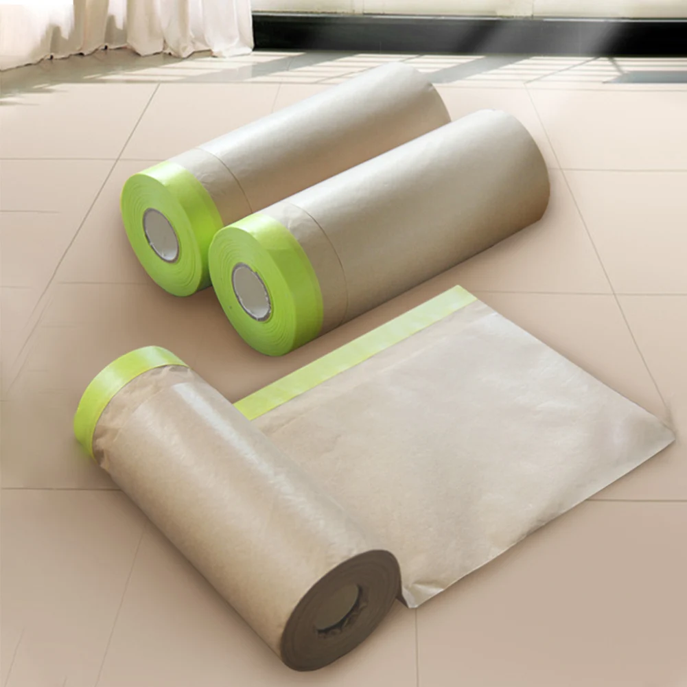 1roll Wall Treatment Tear Resistant Shield Paint Application Self Adhesive Masking Paper Car Furniture For Painting Pre Taped