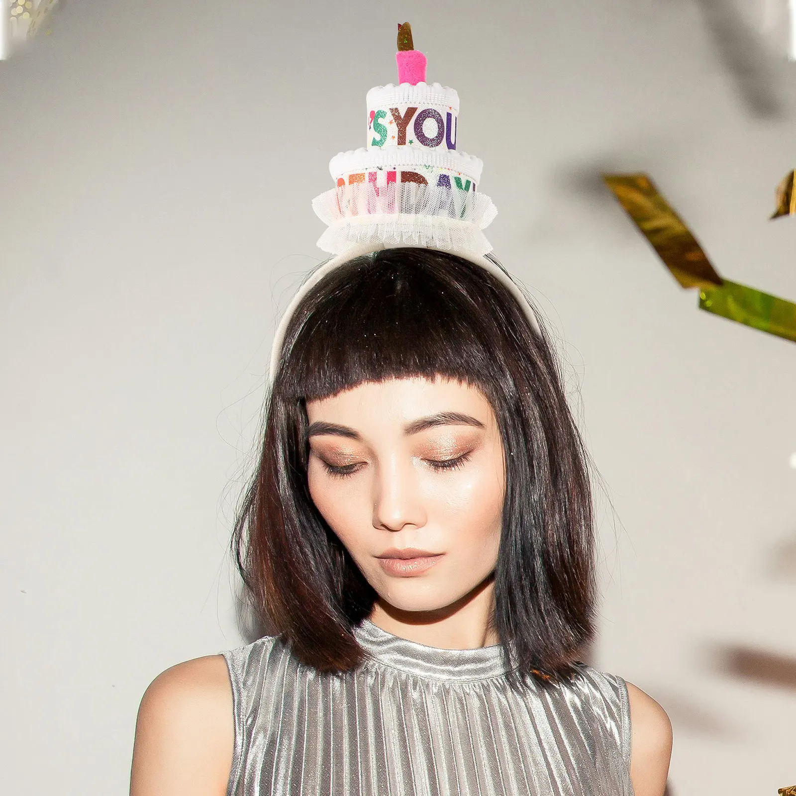 

Повязка на голову в виде торта на день рождения для детей, милый мультяшный ободок для волос, реквизит для фотосессии, аксессуар для волос на день рождения, детская повязка на голову, очаровательная