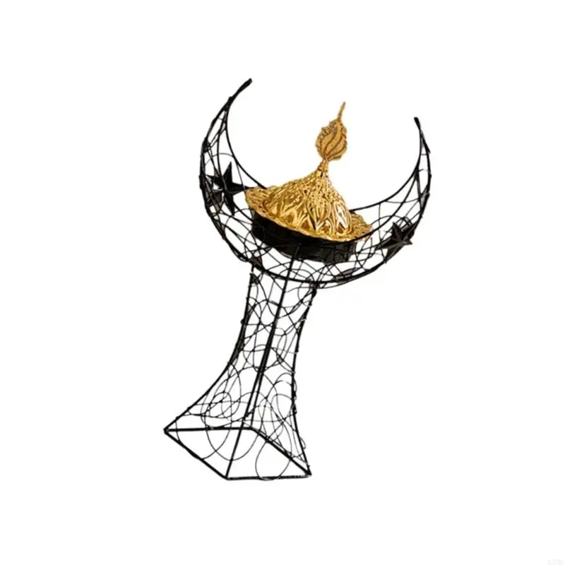LX0C Arabic Moon Tower Holly Metal Incensistica in increspazione con coperchio per Eid Festival