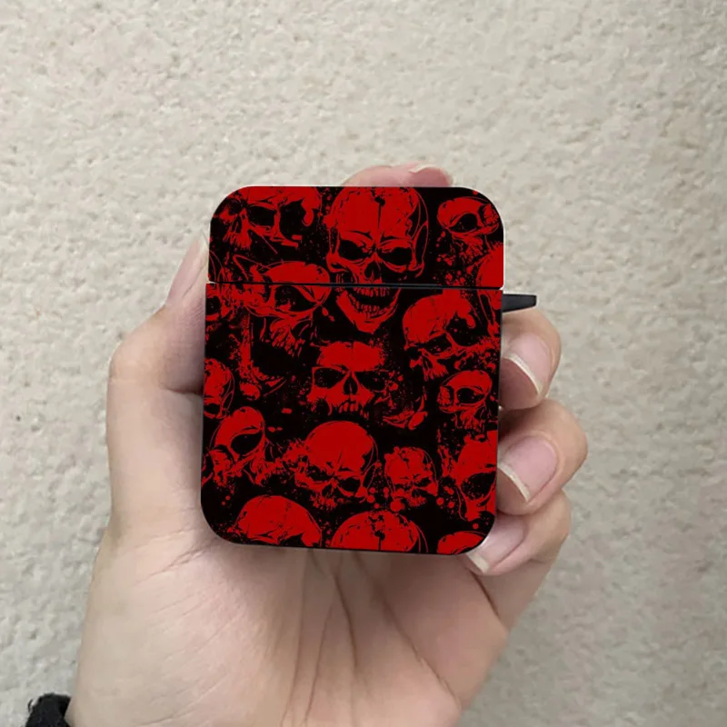 Cool Skull AirPods Case Black Wireless Bluetooth Earphone Case for Apple Airpods 1 2 3 Pro 2 Protective Case