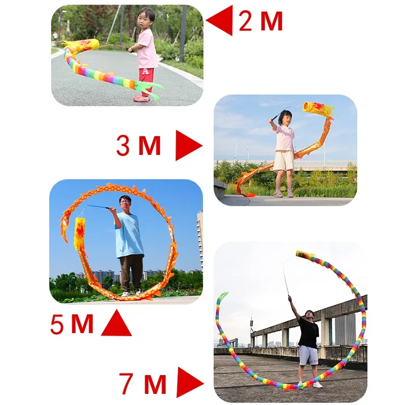 Dragon Dance Ribbon Fitness Throwing Dragon Body Props Children\'s Square Playing Dragons Bamboo Dragon Performance Sports