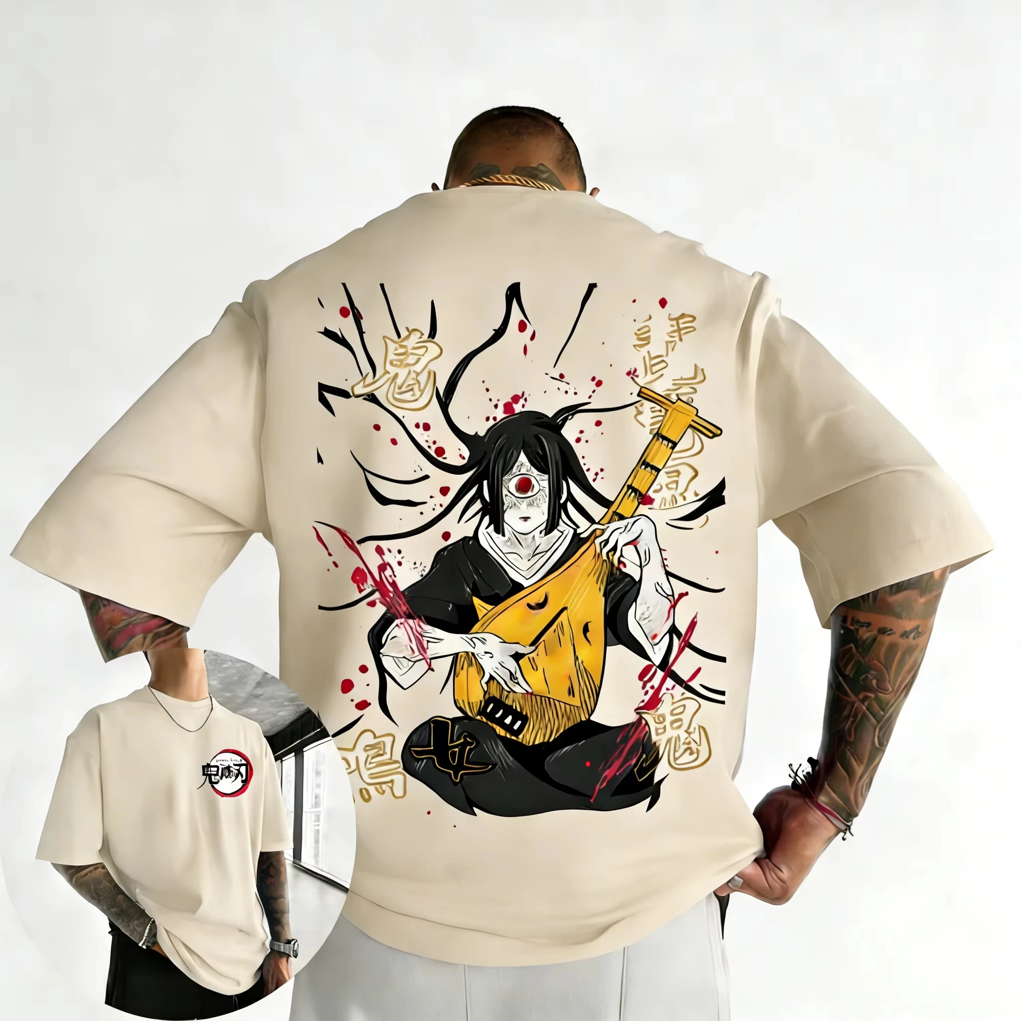 

Футболка хлопковая с принтом «Истребитель демонов» (Накимэ), мужская, летняя, новая модель, трендовая, универсальная, повседневная, в стиле Y2K, для родителей и детей, 2026