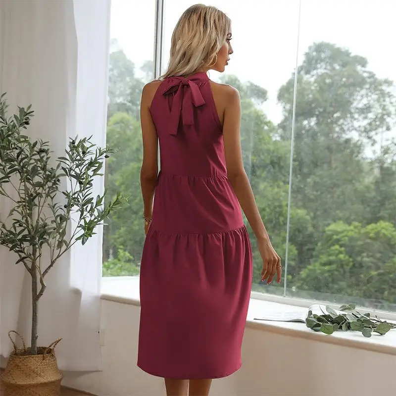 엘레 퓨어 컬러 브라이드메이드 드레스 네 행잉 웨이스트 슬림핏 여름 이브닝 가운 여성용 하이웨이스트 비대칭...