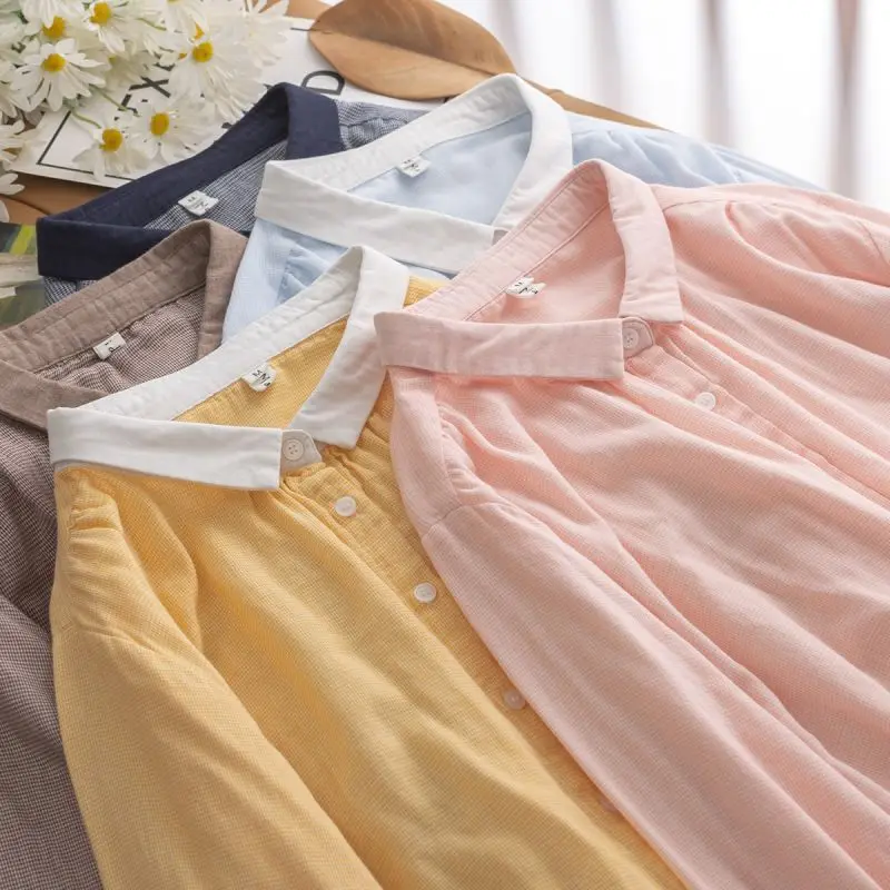 

Long Sleeve Shirts Womens Satin Patchwork Button Down Slim Fit Turn Collar Elegant French Feminine Spring Outfit