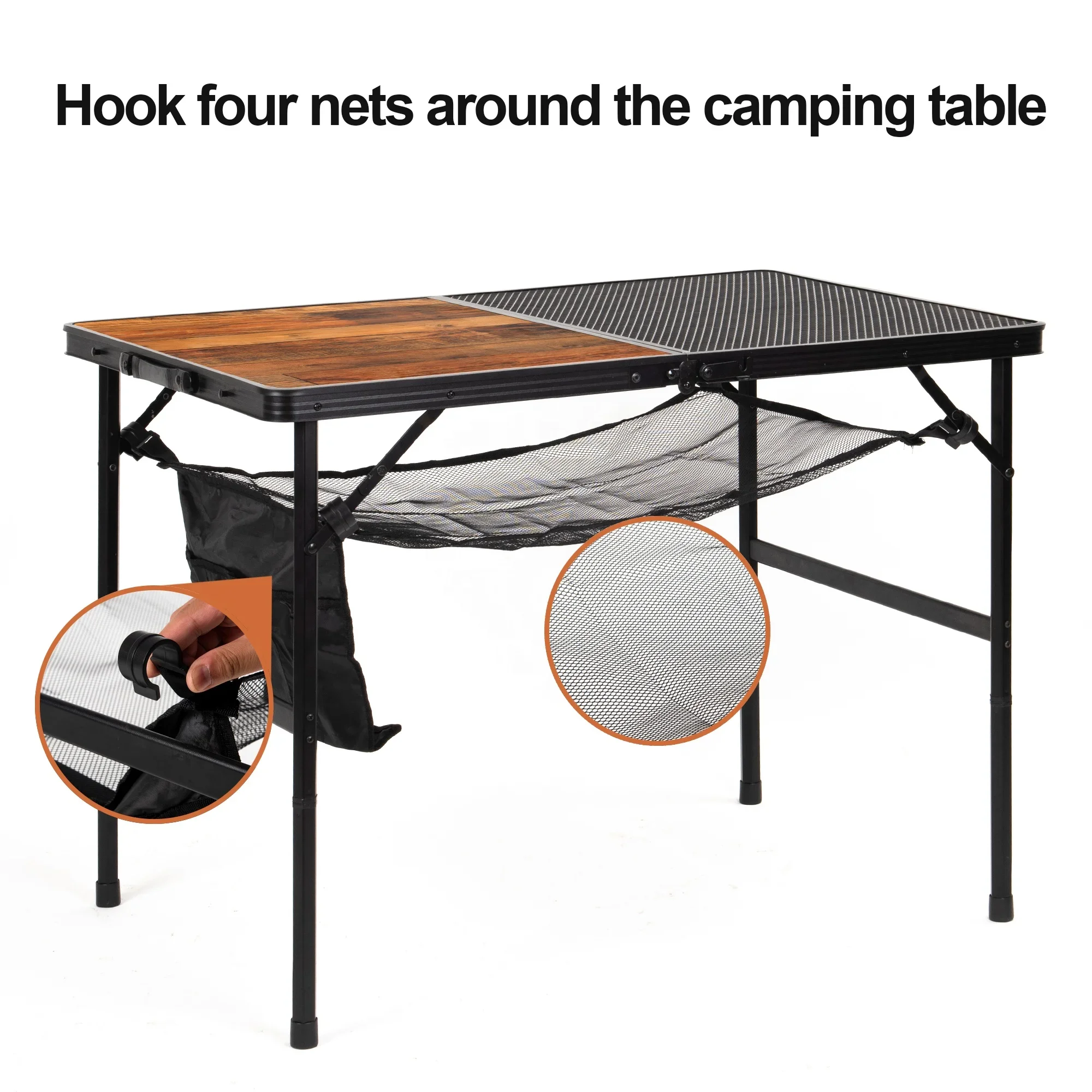 Folding Camping Table For Picnic Table - Adjustable Height Side Tables For Home Kitchen Garden - Outdoor Camp Small Foldable Tab