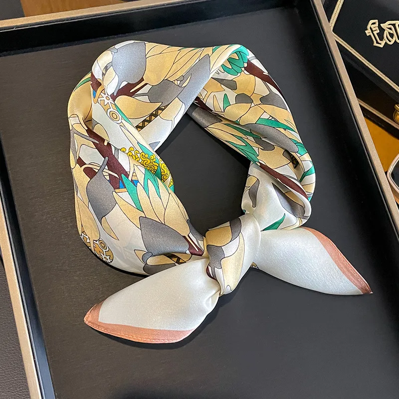 53 センチメートル女性 100% シルクスカーフ自然スカーフ女性花ネッカチーフバンダナ高品質小さなスカーフヘアバンド 2024
