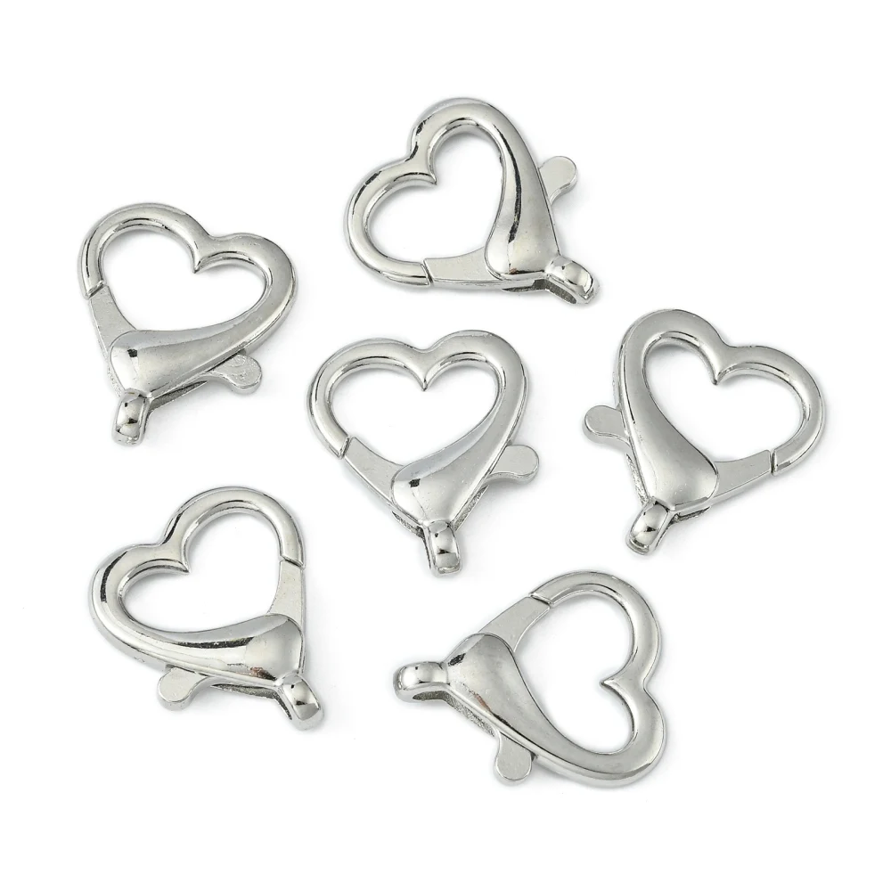 200Pcs Alloy Heart Lobster Claw Clasps 26x21.5x5.5mm Lanyard Snap Clip Hook for DIY Keychain Necklace Jewelry Making Finding