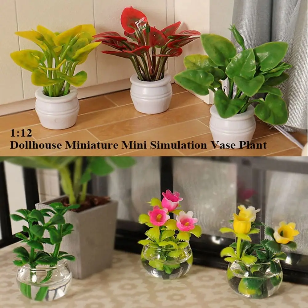 Antike Puppenhaus Miniatur Mini Kunststoff Simulation Vase grün Luo Pflanze fertig Blume Outdoor Puppenhaus Modell Zubehör