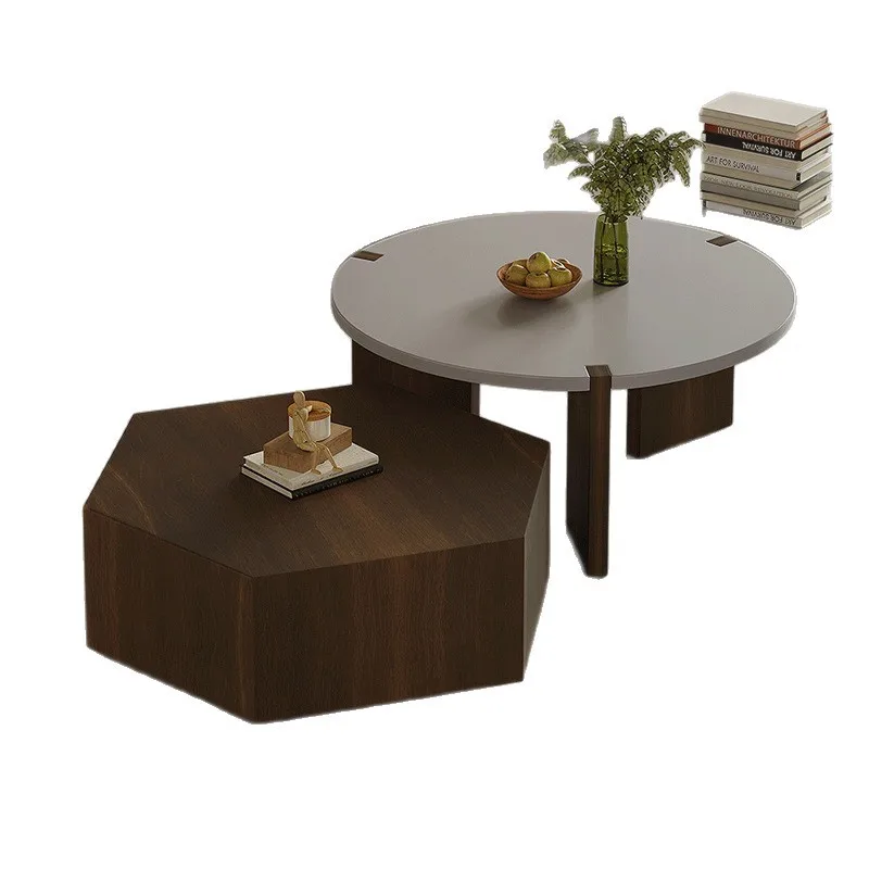 LTT modern simple coffee table combination household living room side table Nordic round small apartment