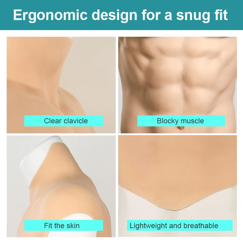 ONEFENG Strong Male Mannequin Body Muscle Fake Abdominal Cloth Coat Props Cosplay Animation Female Model Pectoral Silicone