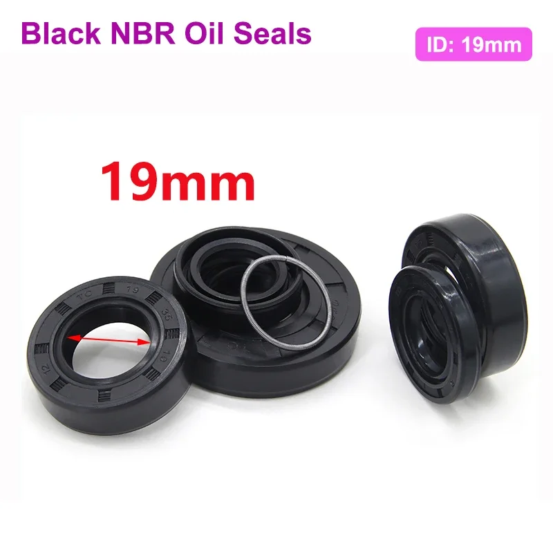 2/5pcs Black NBR Oil Seals ID19mm TC-19*25/26/28/30/32/35/40/42/45/47*5/6/7/8/10mm Nitrile Rubber Shaft Double Lip Oil Gasket