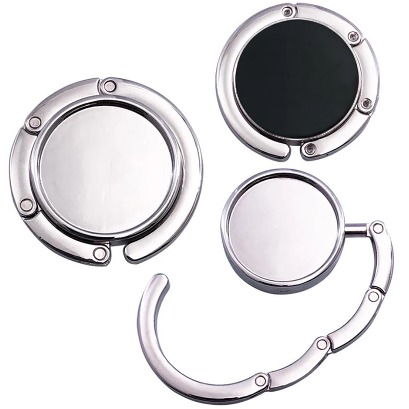 1pc Round Shape Portable Folding Bag Handbag Tote Table Hanger Fold Hook Holder Purse Hanger Holder Home Organizer
