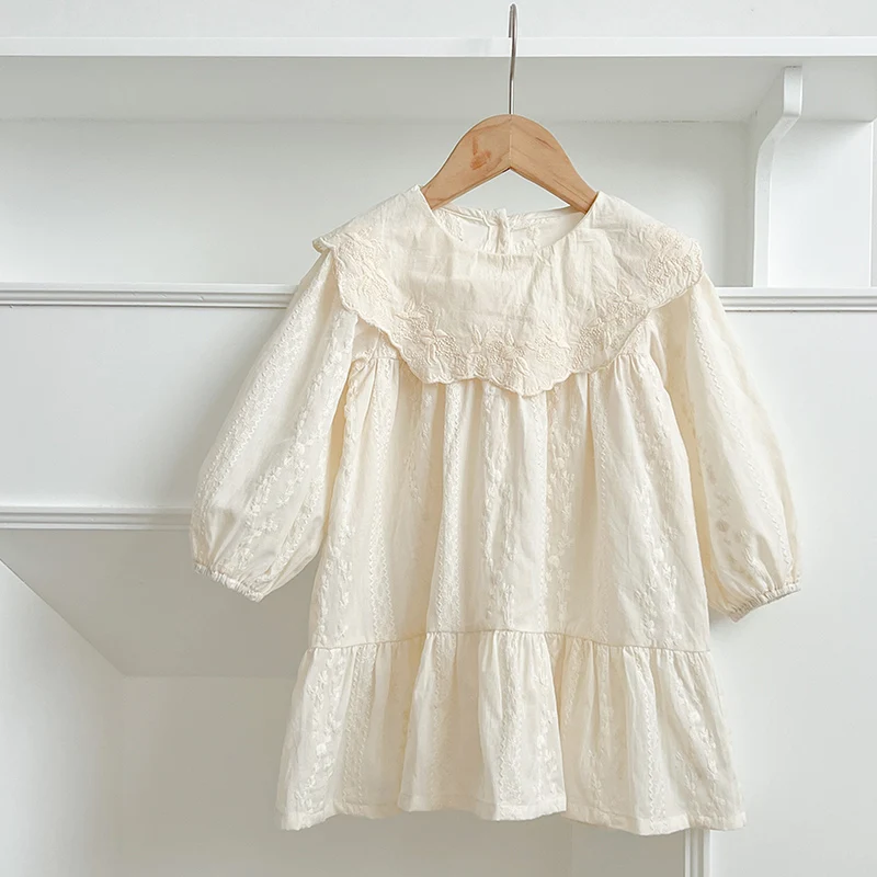 

Autumn New Girl's Dress Korean Girls Embroidery Floral Dress Children Long Sleeve Princess Dress Party Dress Kids Girls Clothes