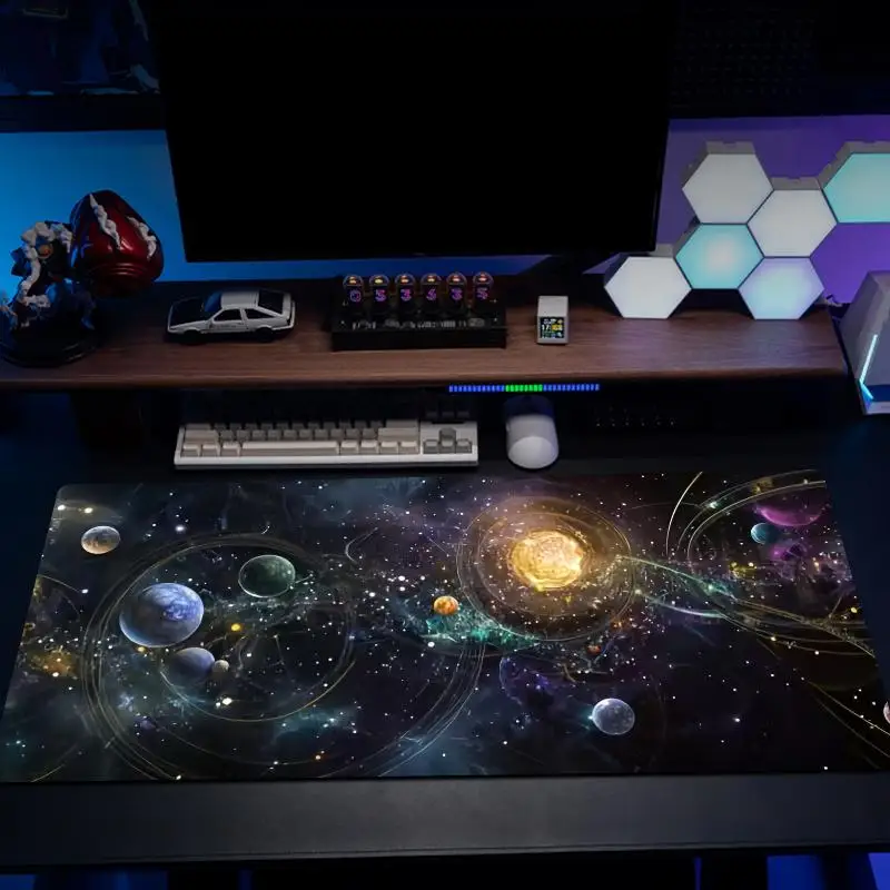 Space Planets Mouse Pad Desk Mat Mousepad Large Abstract Mouse Pad Gaming Deskmat With Lockedge Office Non-slip Carpet