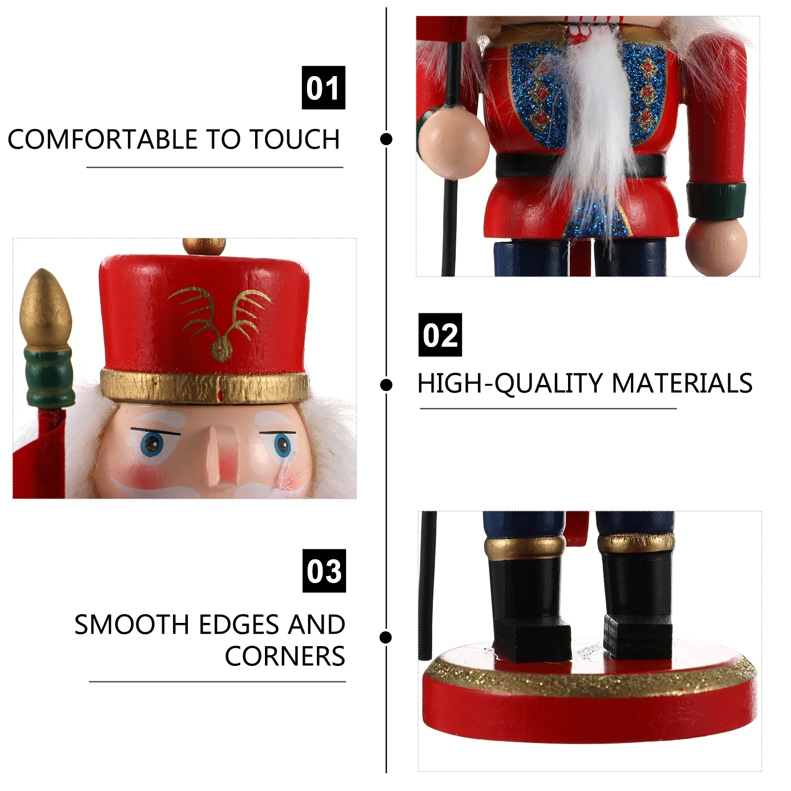 

Nutcracker Puppet Christmas Adornment Xmas Walnut Soldier Ornament Exquisite Festive Decor Party Prop Smooth Edges Long