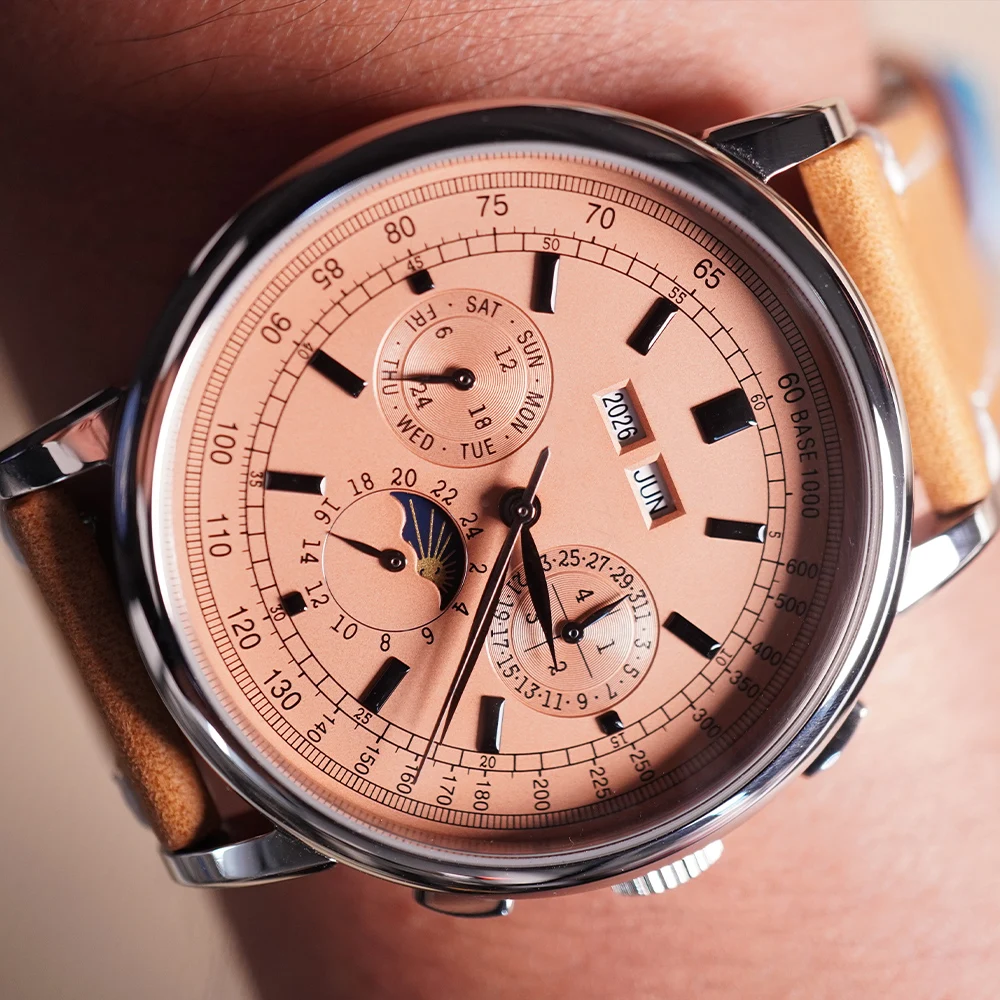 Men ST1655 Movement Moon Phase - Leather Watch Band Men review and price