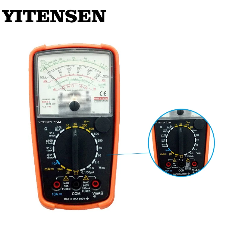 YITENSEN OR VICTOR 7244 Handheld Manual Range Analog Multimeter Tester AC DC 500V 10A With dB Dry Battery Measurement