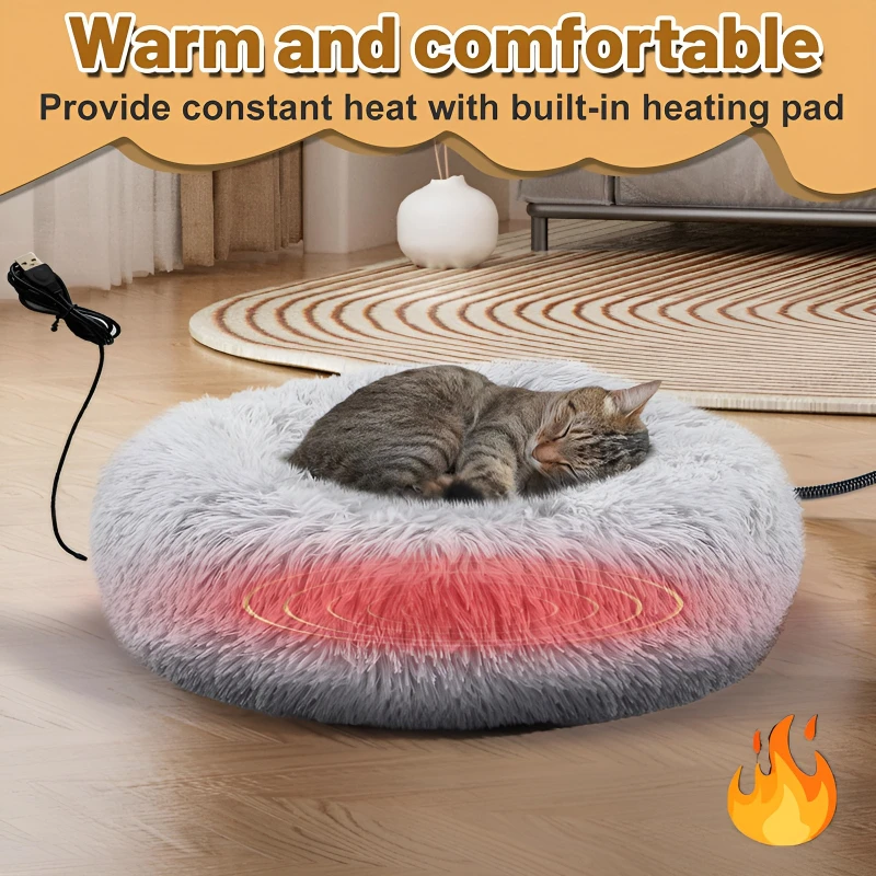 

Winter Heated Constant Temperature Pet Bed 50CM Diameter Cat Bed Dog Bed USB Electric Blanket Small