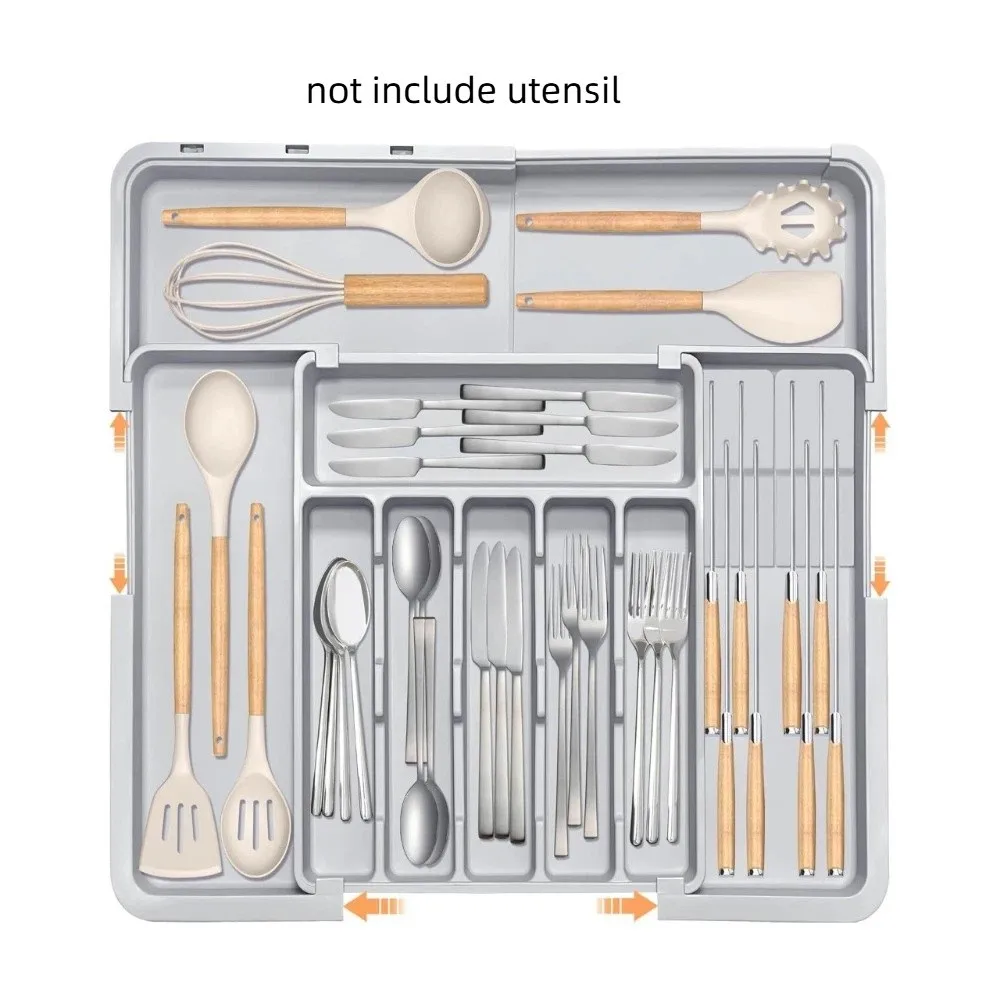 Scalable Retractable Drawer Storage Box Stationery Storage Movable Partition Kitchen Drawer Organizer Large Capacity Compartment