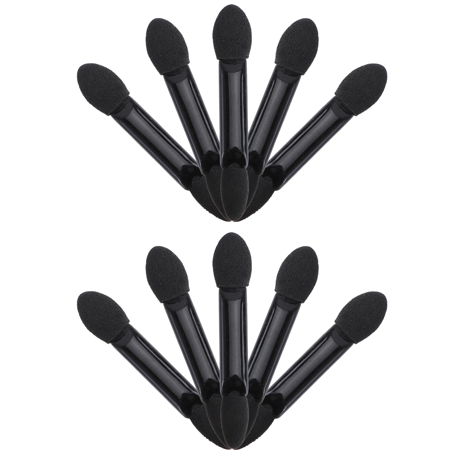 10 stuks wegwerp dubbelzijdige oogschaduwborstels zwart handvat ovale spons tips voor reizen feest bruiloft dagelijks gebruik oogschaduw